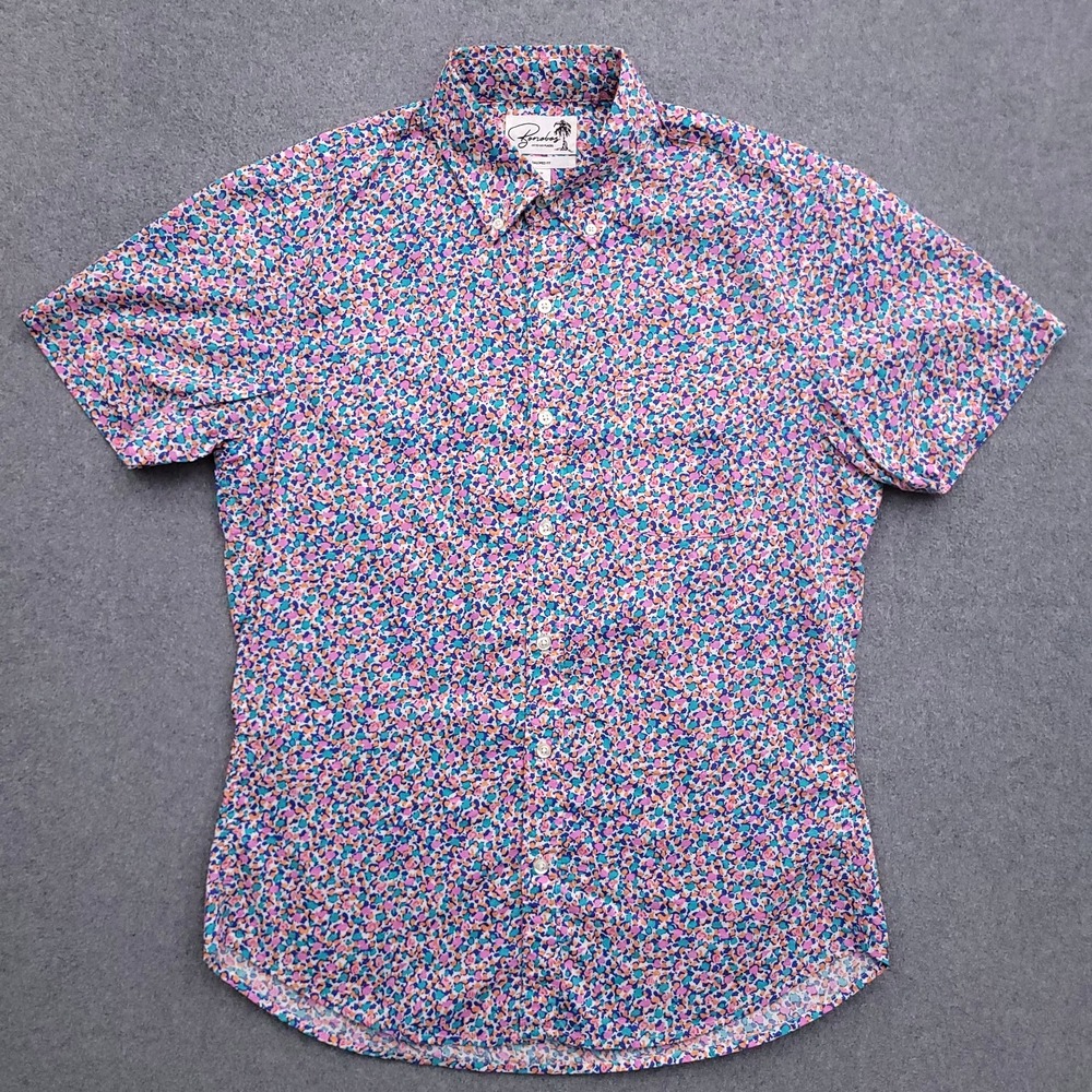 Bonobos Riviera Shirt Mens Medium Slim Fit Floral Colorful Short Sleeve Hawaiian